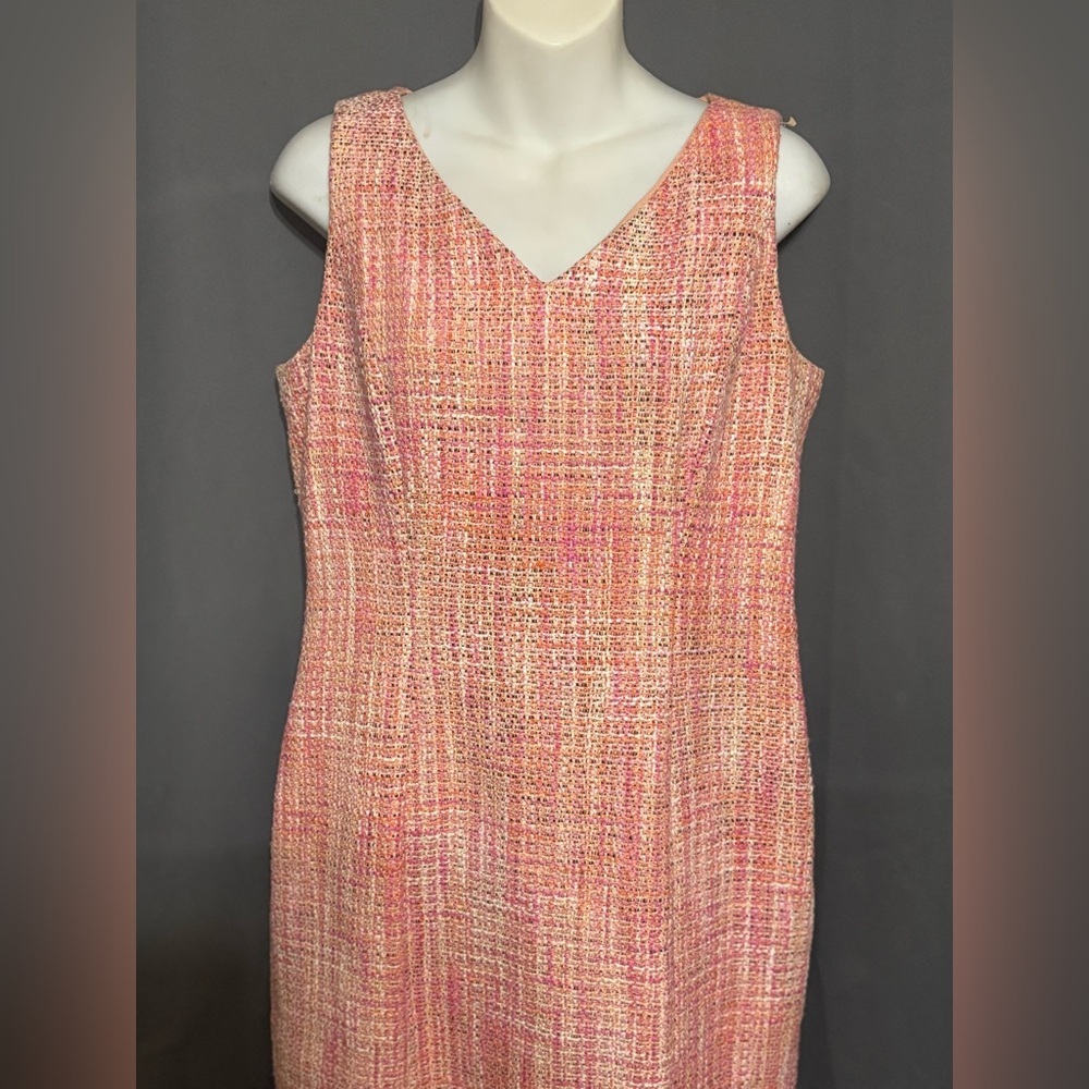Talbots peach tweed sheath dress